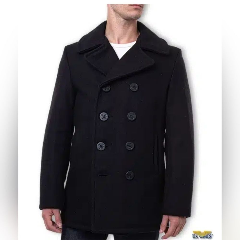 HEAVY United States Military Issue Black Wool Pea Coat Size M
